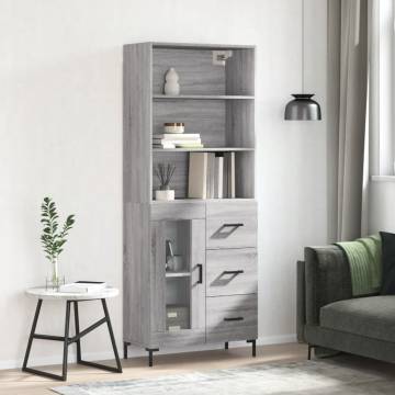 Highboard Grey Sonoma 69.5x34x180 cm Engineered Wood