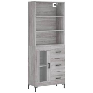 Highboard Grey Sonoma 69.5x34x180 cm Engineered Wood