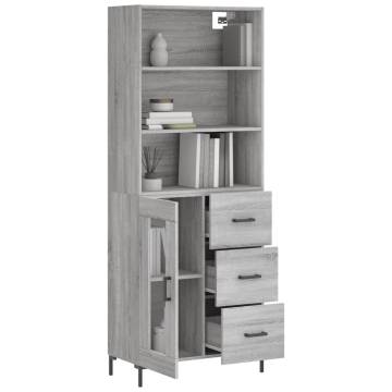 Highboard Grey Sonoma 69.5x34x180 cm Engineered Wood