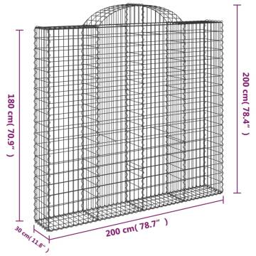 Arched Gabion Baskets 20 pcs 200x30x180200 cm Galvanised Iron