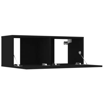 5 Piece TV Cabinet Set Black Engineered Wood