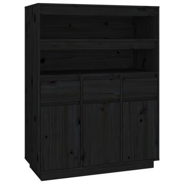 Highboard Black 89x40x116.5 cm Solid Wood Pine