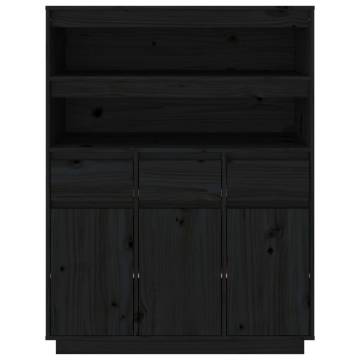 Highboard Black 89x40x116.5 cm Solid Wood Pine