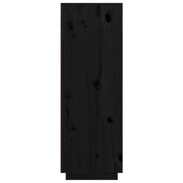 Highboard Black 89x40x116.5 cm Solid Wood Pine