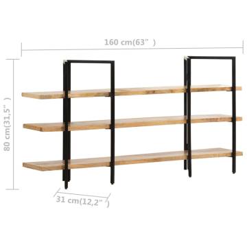 3-Tier Bookcase 160x31x80 cm Solid Mango Wood