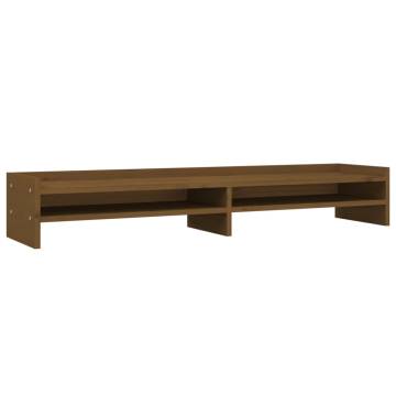 Monitor Stand Honey Brown 100x24x16 cm Solid Wood Pine