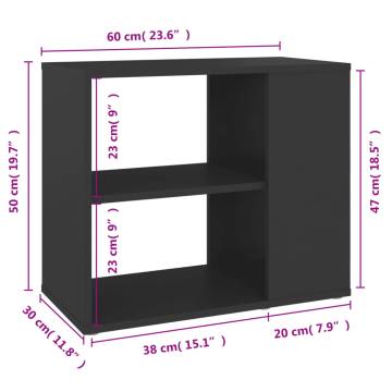 Side Cabinet Grey 60x30x50 cm Engineered Wood