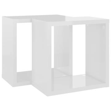 Wall Cube Shelves 2 pcs High Gloss White 26x15x26 cm