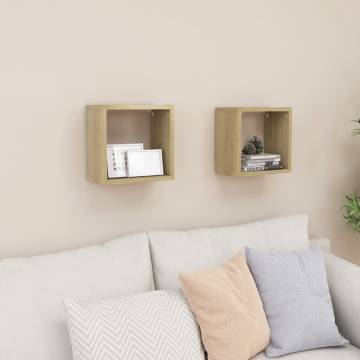 Wall Cube Shelves 2 pcs Sonoma Oak 26x15x26 cm