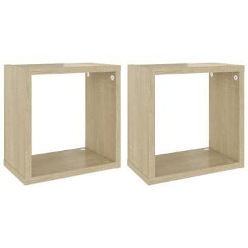 Wall Cube Shelves 2 pcs Sonoma Oak 26x15x26 cm