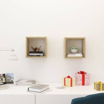 Wall Cube Shelves 2 pcs Sonoma Oak 26x15x26 cm