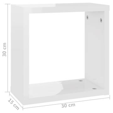 Wall Cube Shelves 4 pcs High Gloss White 30x15x30 cm