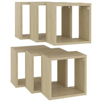 Wall Cube Shelves 6 pcs Sonoma Oak 26x15x26 cm