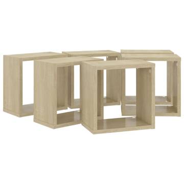 Wall Cube Shelves 6 pcs Sonoma Oak 26x15x26 cm