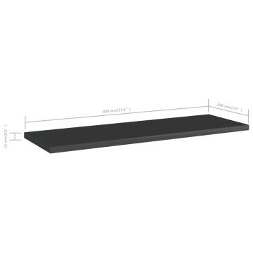 Bookshelf Boards 4 pcs High Gloss Black 60x20x1.5 cm Engineered Wood