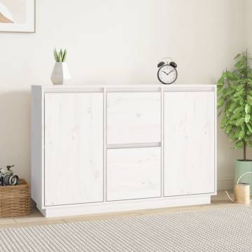 Sideboard White 111x34x75 cm Solid Wood Pine