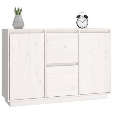 Sideboard White 111x34x75 cm Solid Wood Pine