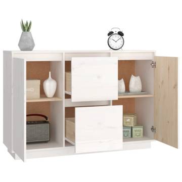 Sideboard White 111x34x75 cm Solid Wood Pine