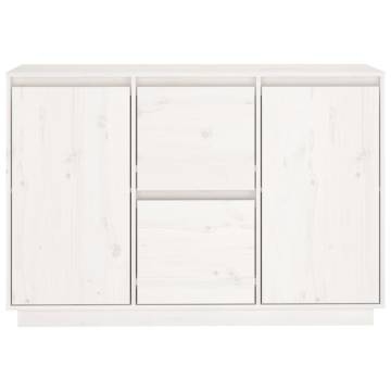 Sideboard White 111x34x75 cm Solid Wood Pine