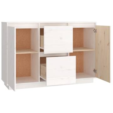 Sideboard White 111x34x75 cm Solid Wood Pine