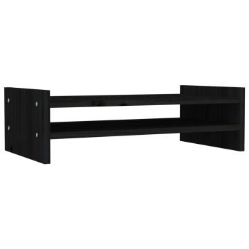 Monitor Stand Black 50x27x15 cm Solid Wood Pine