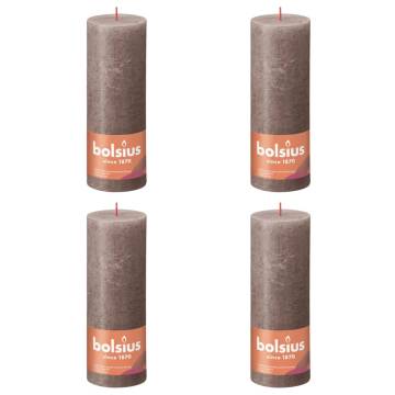 Bolsius Rustic Pillar Candles Shine 4 pcs 190x68 mm Rustic Taupe