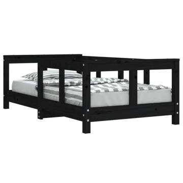 Kids Bed Frame Black 70x140 cm Solid Wood Pine