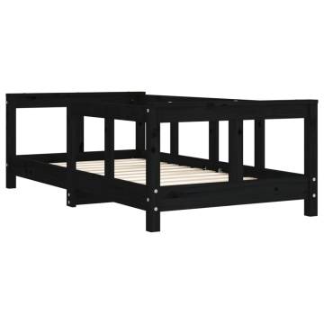 Kids Bed Frame Black 70x140 cm Solid Wood Pine