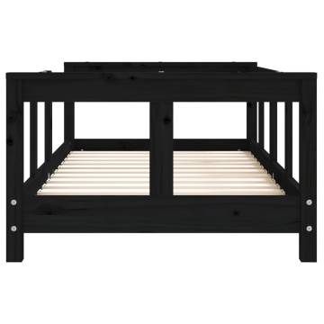 Kids Bed Frame Black 70x140 cm Solid Wood Pine