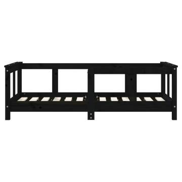 Kids Bed Frame Black 70x140 cm Solid Wood Pine