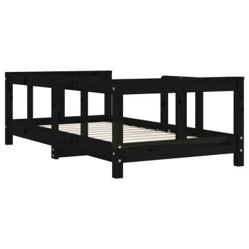 Kids Bed Frame Black 70x140 cm Solid Wood Pine