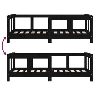 Kids Bed Frame Black 70x140 cm Solid Wood Pine