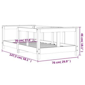 Kids Bed Frame Black 70x140 cm Solid Wood Pine