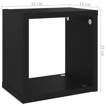 Wall Cube Shelves 6 pcs Black 22x15x22 cm