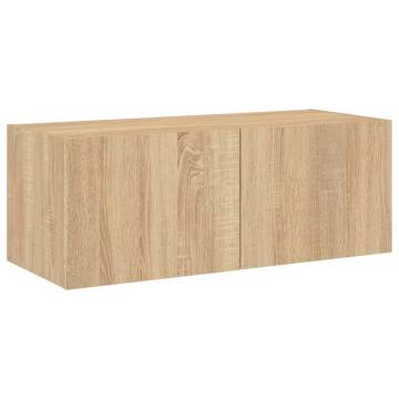 TV Wall Cabinet with LED Lights Sonoma Oak 80x35x31 cm