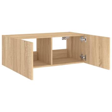 TV Wall Cabinet with LED Lights Sonoma Oak 80x35x31 cm