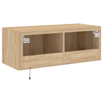 TV Wall Cabinet with LED Lights Sonoma Oak 80x35x31 cm