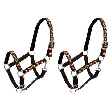 Head Collars 2 pcs for Horse Nylon Size Cob Black