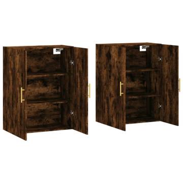 Wall Mounted Cabinets 2 pcs Smoked Oak 69.5x34x90 cm