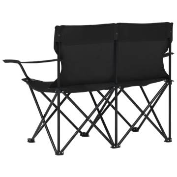 2-Seater Foldable Camping Chair Steel and Fabric Black