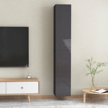 TV Cabinets 2 pcs High Gloss Grey 30.5x30x90 cm Engineered Wood