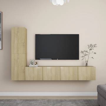 4 Piece TV Cabinet Set Sonoma Oak Engineered Wood