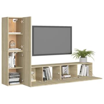 4 Piece TV Cabinet Set Sonoma Oak Engineered Wood