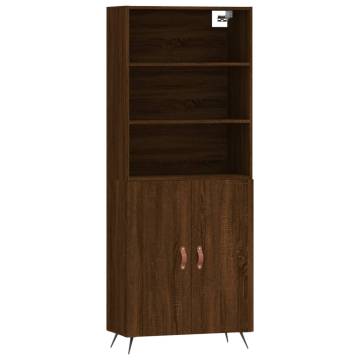 Highboard Brown Oak 69.5x34x180 cm Engineered Wood