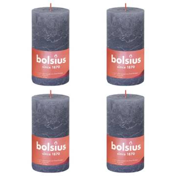 Bolsius Rustic Pillar Candles Shine 4 pcs 130x68 mm Twilight Blue