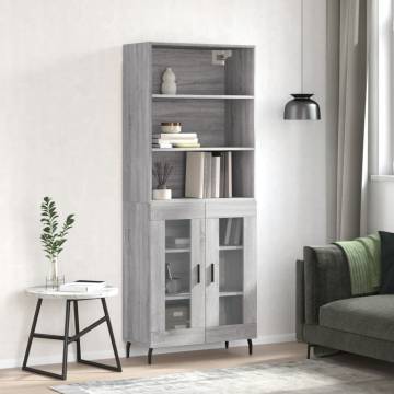 Highboard Grey Sonoma 69.5x34x180 cm Engineered Wood