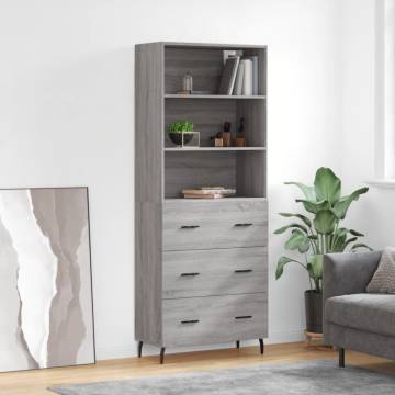 Highboard Grey Sonoma 69.5x34x180 cm Engineered Wood