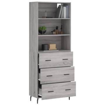 Highboard Grey Sonoma 69.5x34x180 cm Engineered Wood