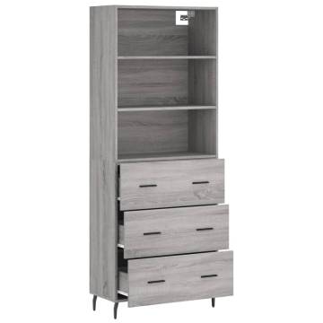 Highboard Grey Sonoma 69.5x34x180 cm Engineered Wood