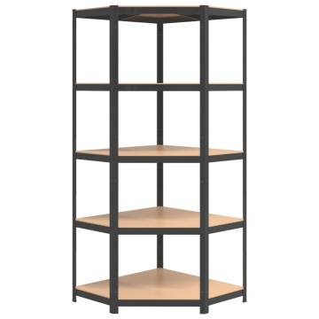 5-Layer Shelves 3 pcs Anthracite Steel&Engineered Wood